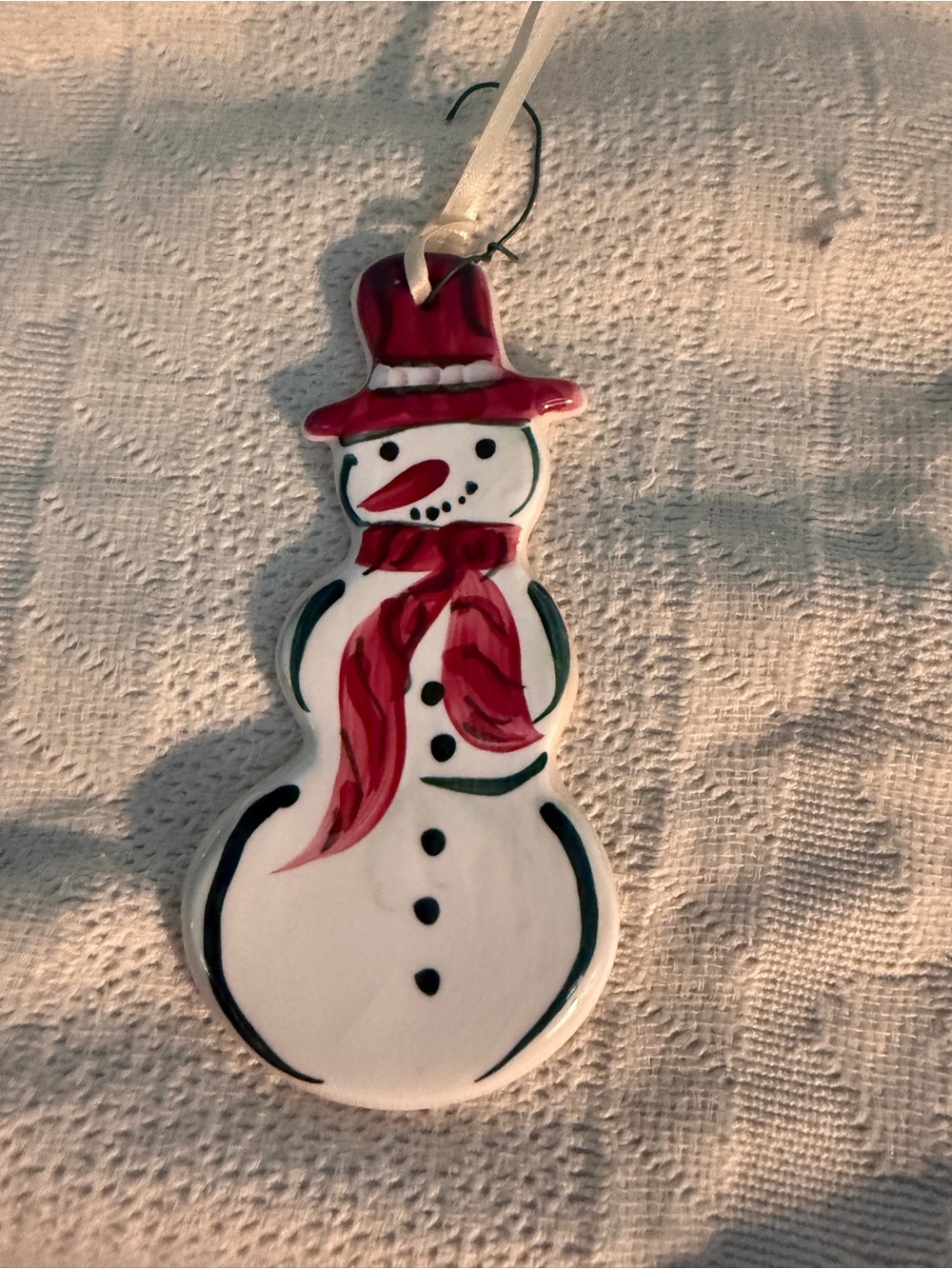 Gail Pittman Festive  Red-Scarf Snowman Ornament - Home Holiday